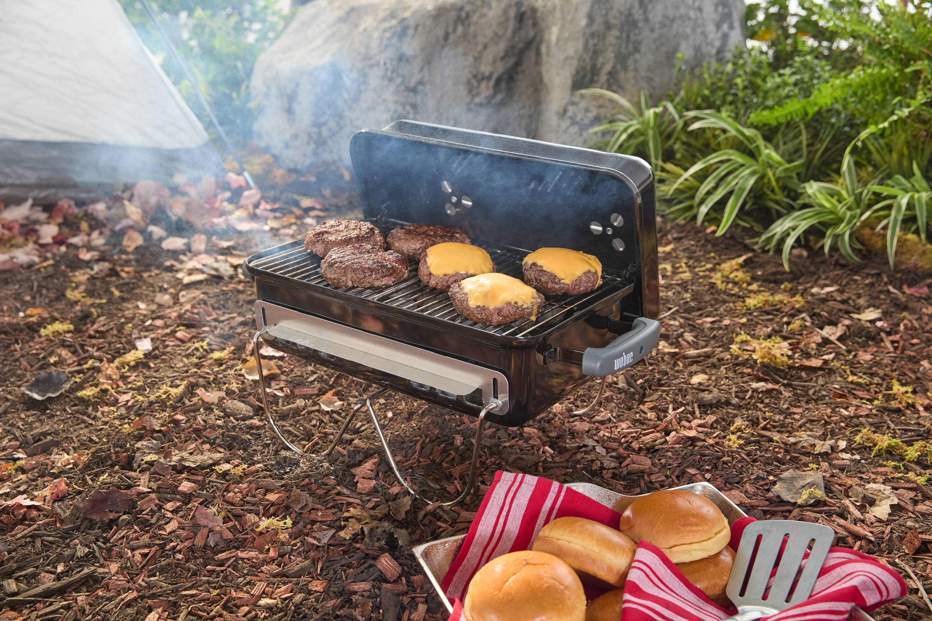 Weber Go anywhere Split Grate Charcoal Grill 19-in W Black
