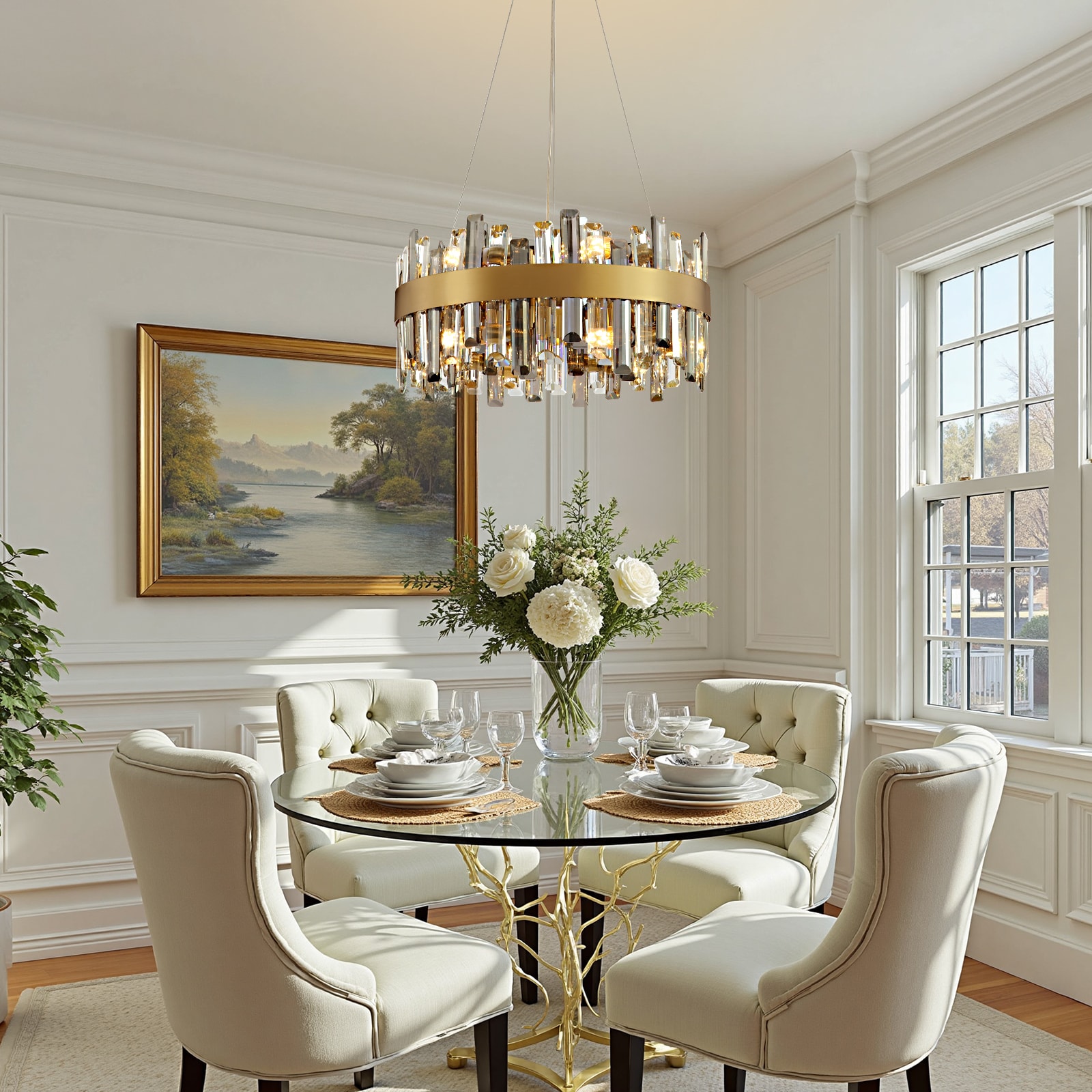 SILJOY 19.7-In 12 Light Gold Empire Chandelier Modern/contemporary