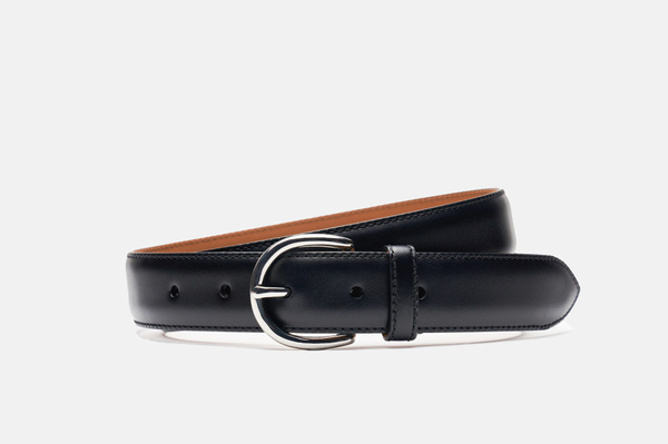 Men's Black Calf Leather Belt – Silver Brass Buckle | MORJAS