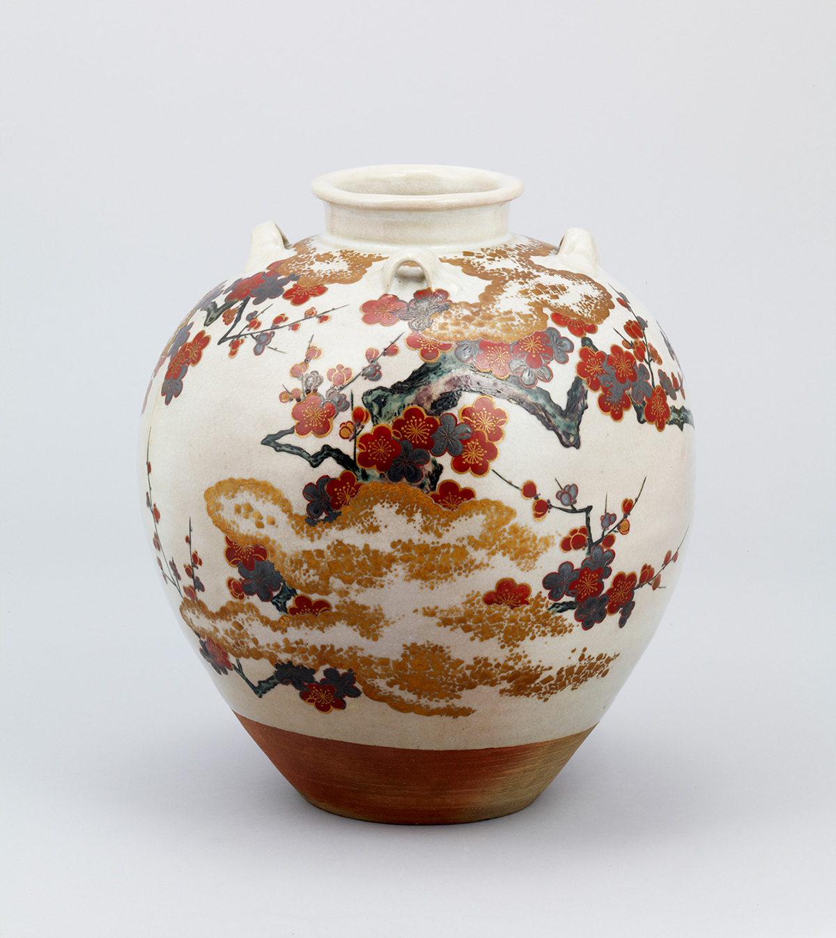 Gojyo 野々村仁清作 色絵格子文扇形香合 時代箱二重箱 V R6219 Gojyo様