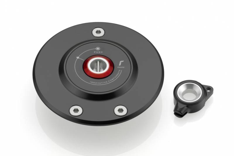 RIZOMA Billet Aluminum Black Fuel Cap: TF041B | Motowheels