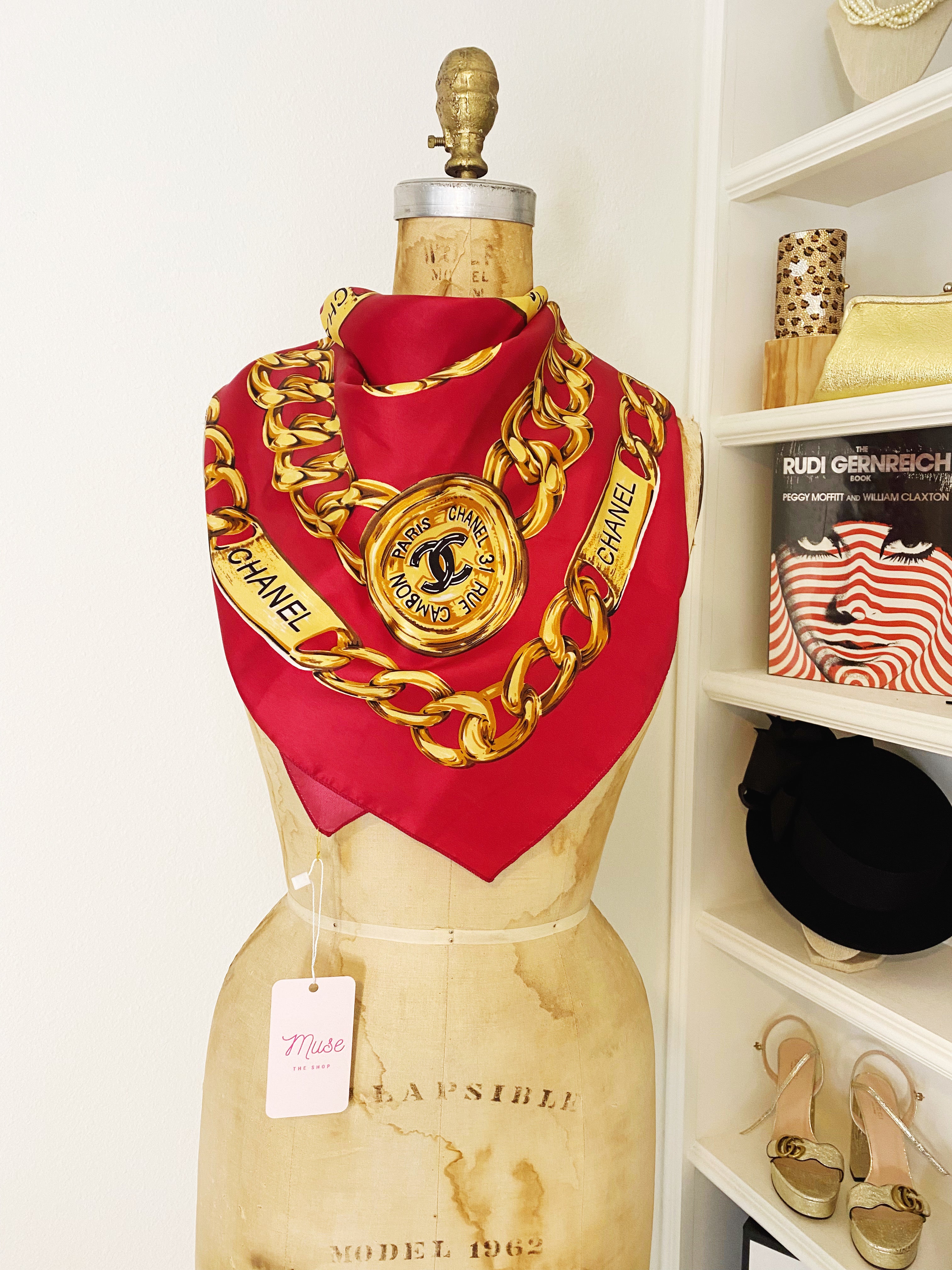 Chanel Vintage Red Silk Scarf – Muse