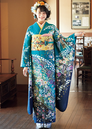和とわの振袖 /緑色/紺色/古典/花柄/ Furisode Collection 2019 | My振袖