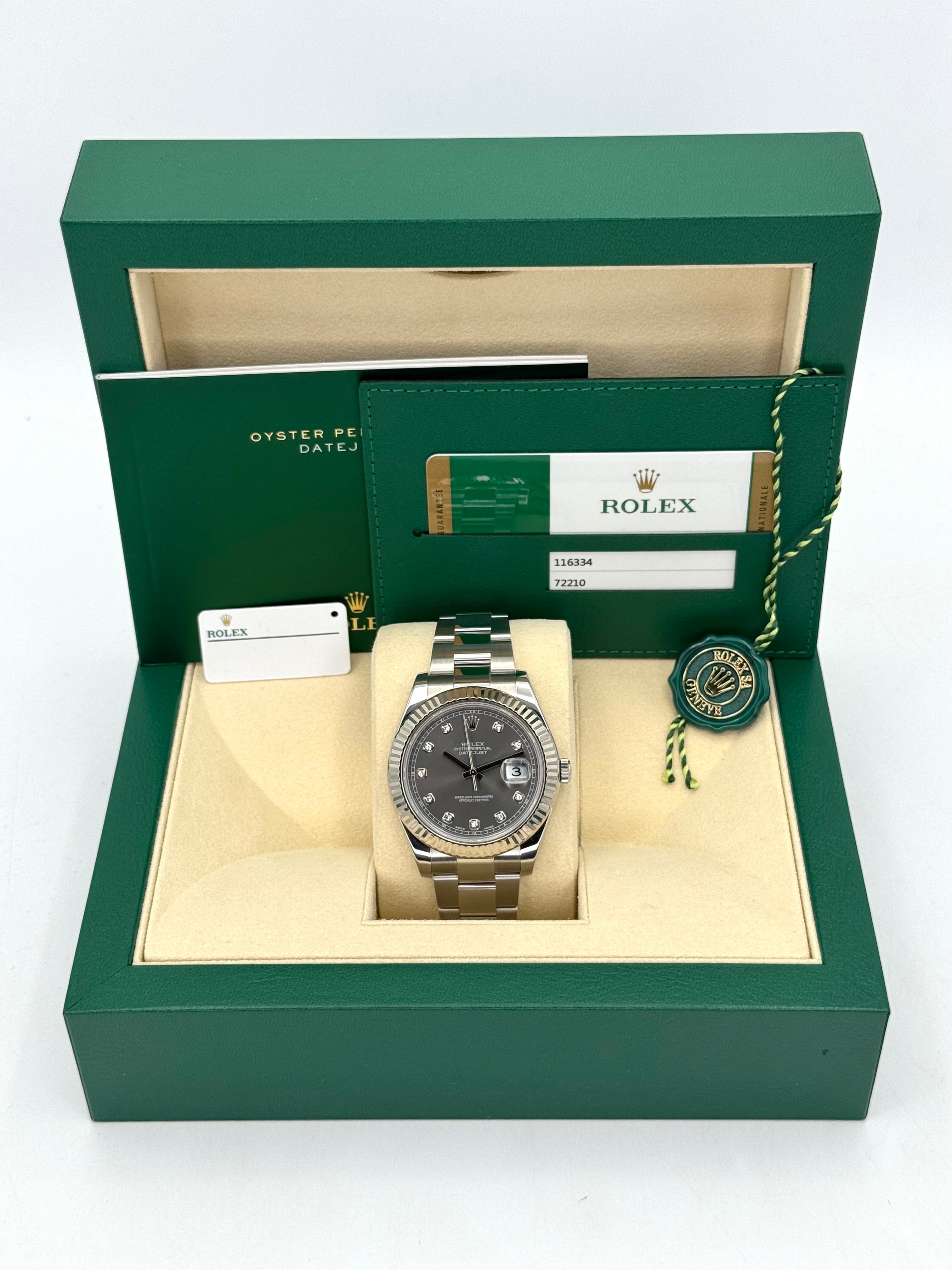 2017 Rolex Datejust II 41mm Oyster Rhodium Diamond Dial 116334