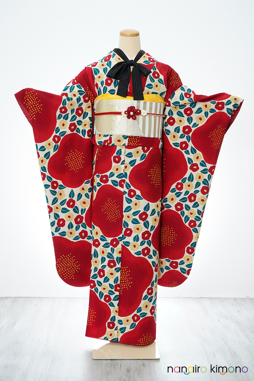 ナナイロキモノWEBショップ / 振袖フルセット｜赤色椿模様・レトロ