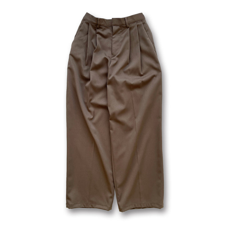 2tuck wide slacks pants / brown（2タックワイドスラックス