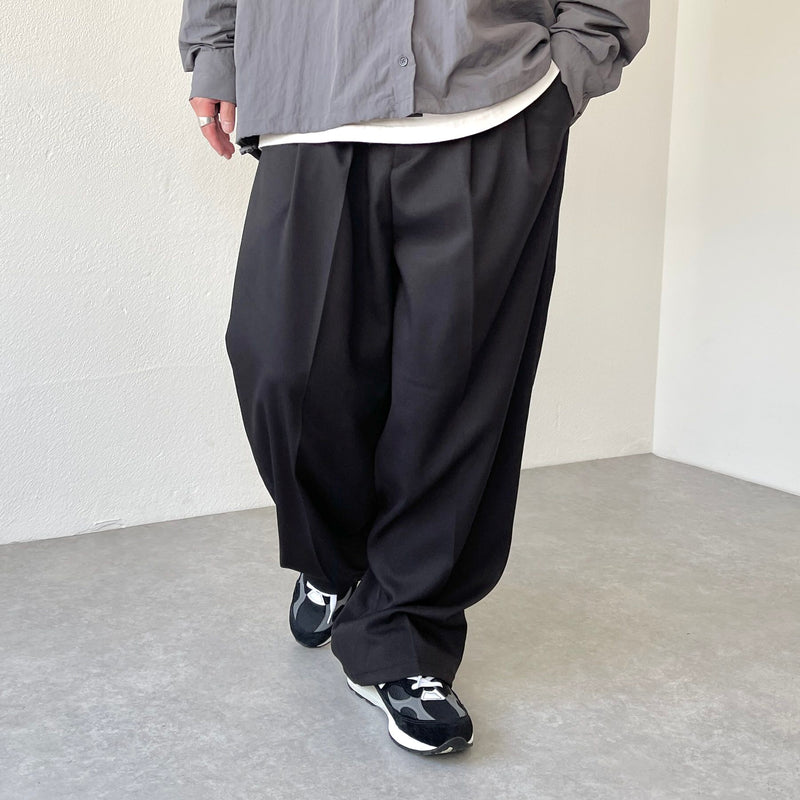 2tuck wide slacks pants / black（2タックワイドスラックス