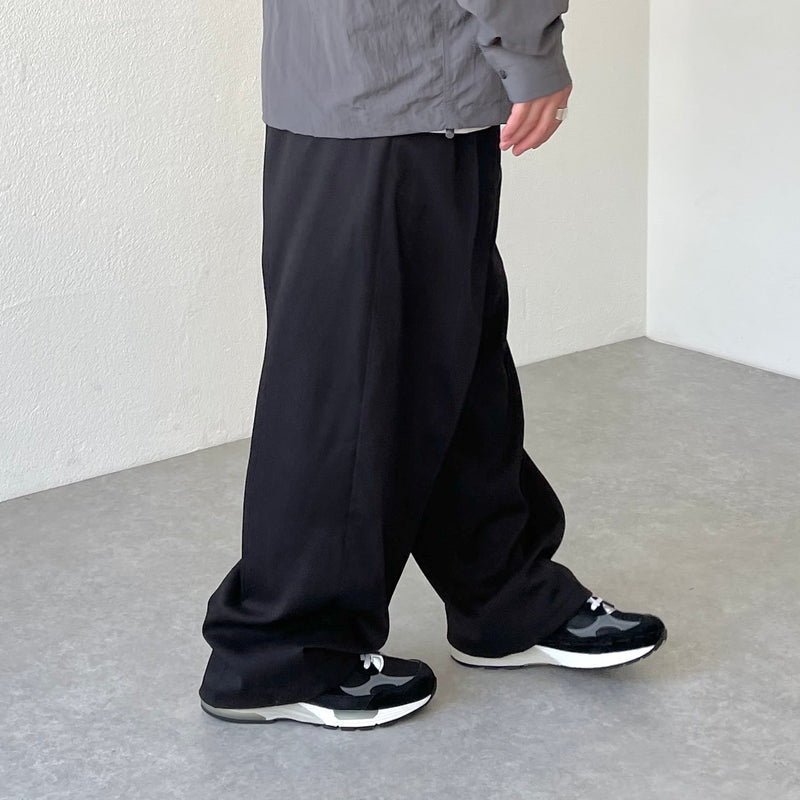 2tuck wide slacks pants / black（2タックワイドスラックス