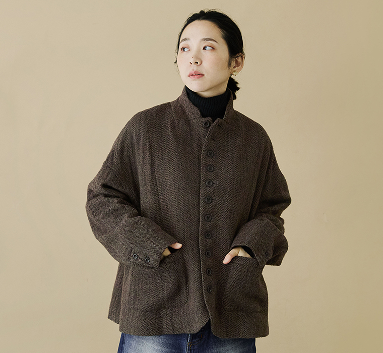 織りで感じる品格【 ICHI Antiquites 】ウールヘリンボーンジャケット