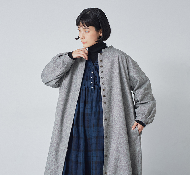 ミニマルに、あたたかく。【 08Mab 】ウールツイードロングコート