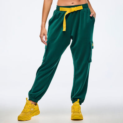 Apres Zumba Modal Slouch Cargo Pants With Belt - Teal Tango