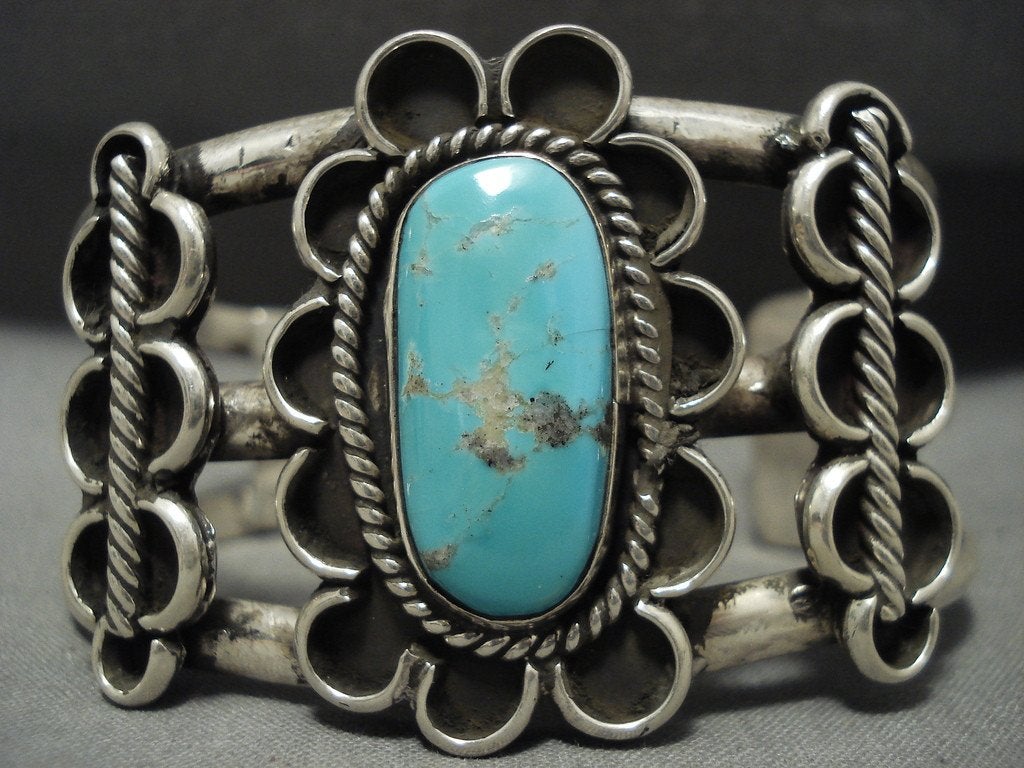 Huge And Hvy Vintage Navajo #8 Turquoise Native American Jewelry