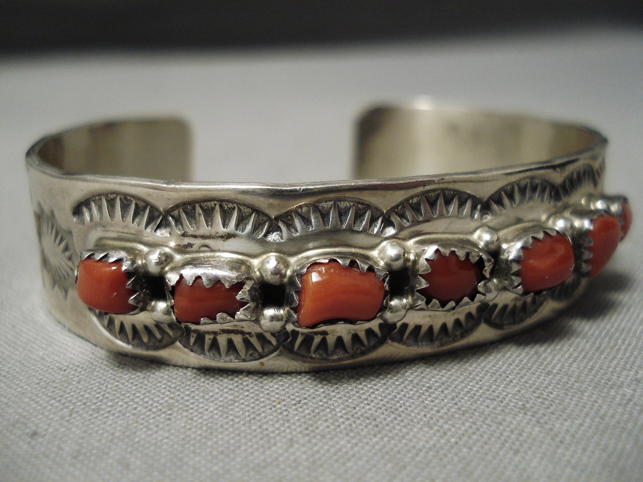 Incredible Jerry Bahe Vintage Native American Navajo Coral