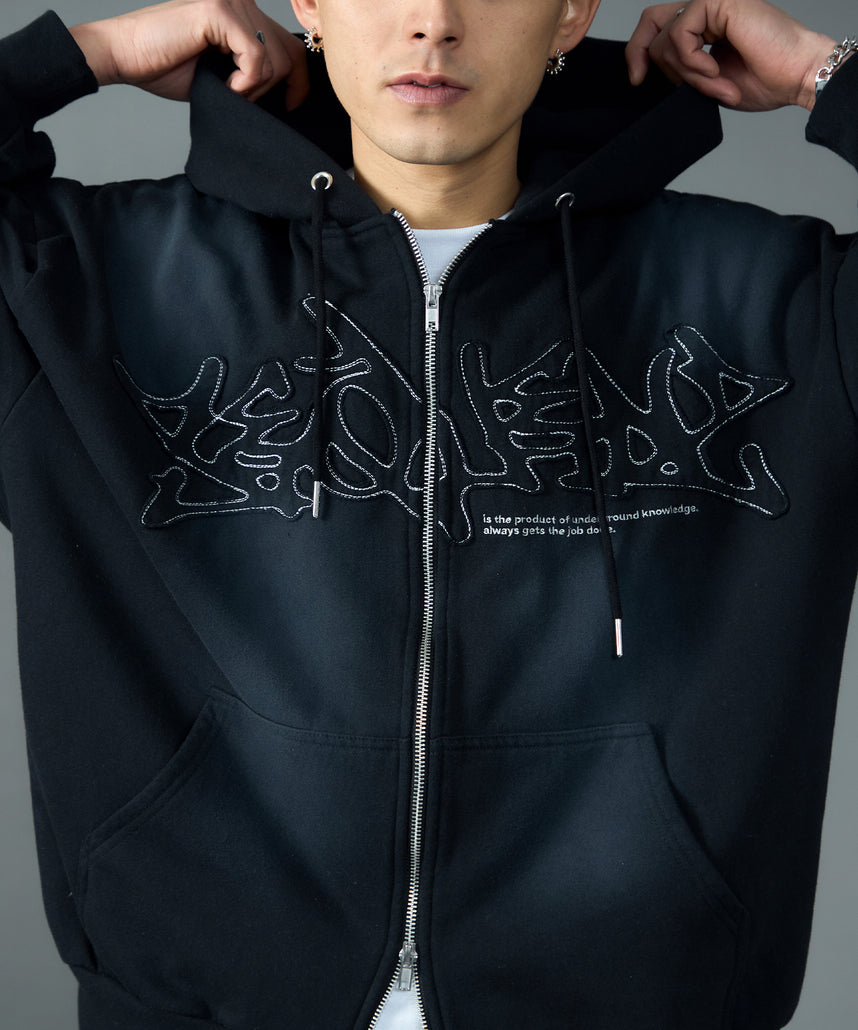 SEQUENZ（シークエンズ）】LOGO APPLIQUE ZIP HOODIE / フルジップ