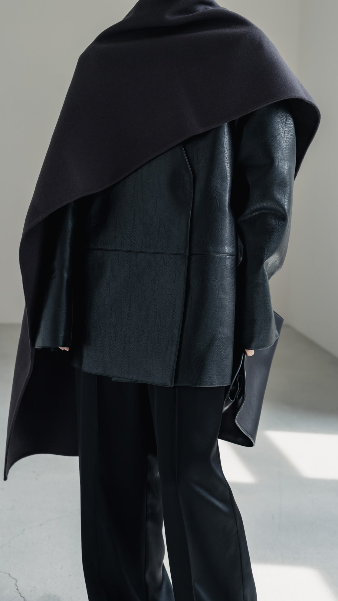 Collarless Leather Jacket(black) – NEAU