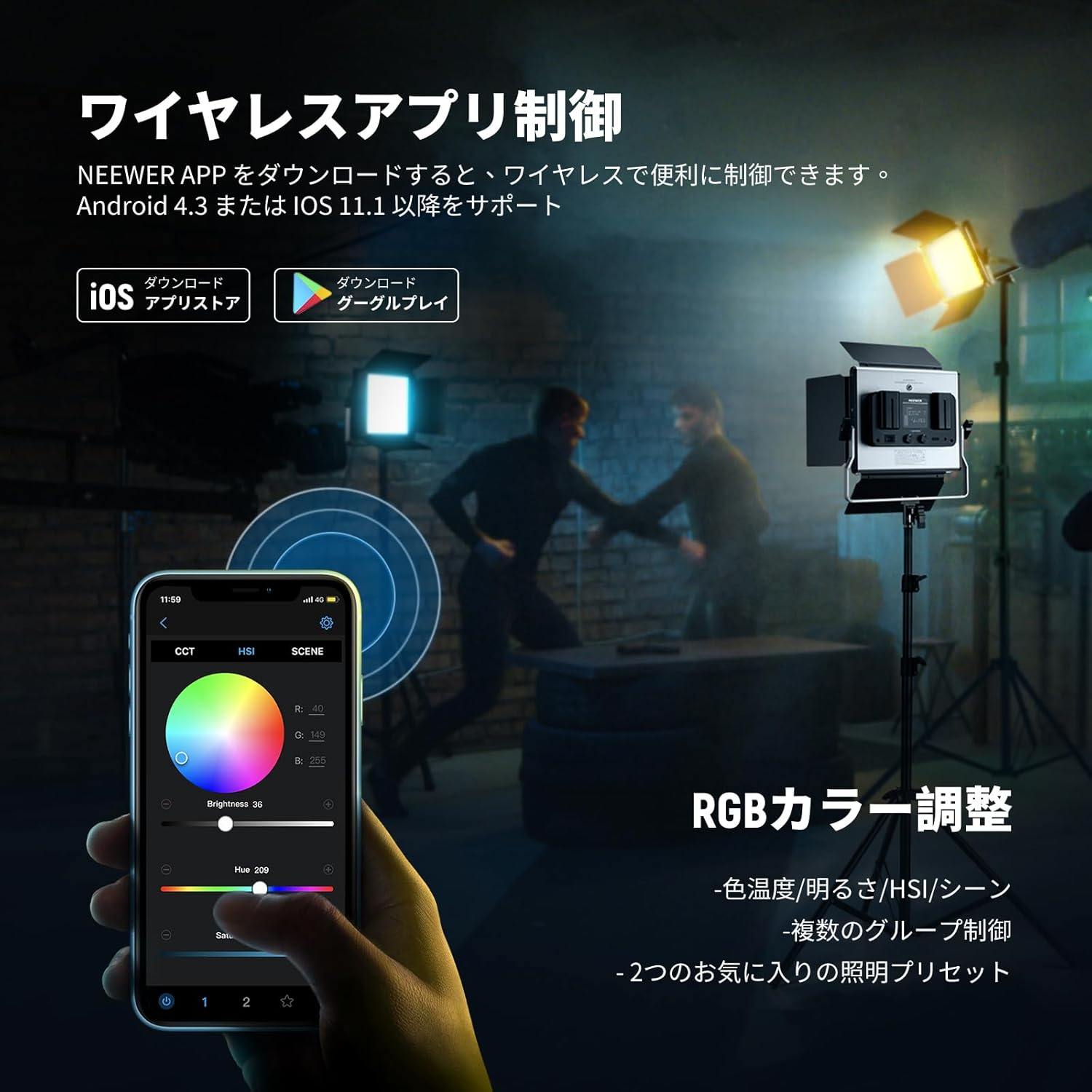 NEEWER 2パック 660PRO RGB アプリ制御可 LEDビデオライトキット
