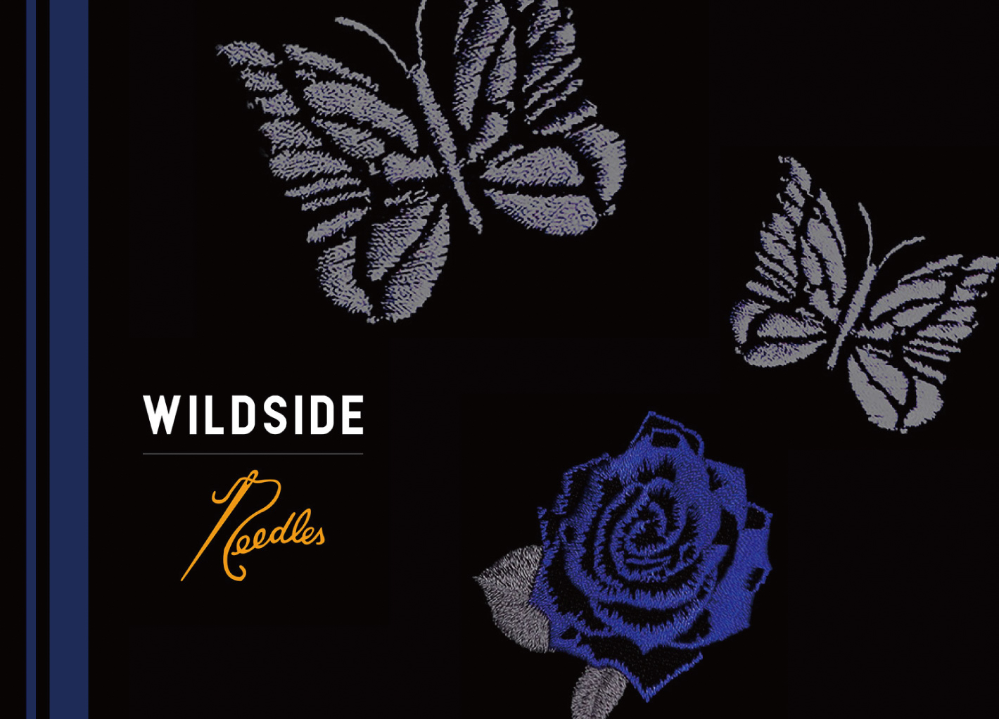 ワイルドサイド ヨウジヤマモト × ニードルズ新作、蝶と青い薔薇の刺繍