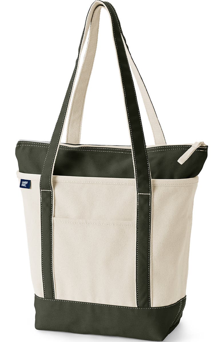 Lands' End Zip Top Long Handle Canvas Tote Bag | Nordstrom