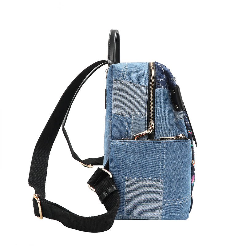 Bosque de Amor Denim Backpack with Adjustable, Dual Shoulder