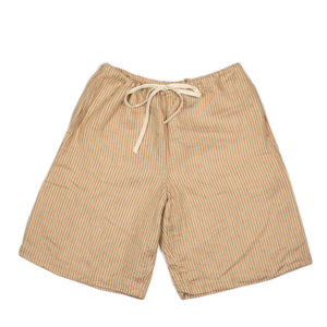 ts(s) Drawstring shorts in brown and khaki striped linen silk – No