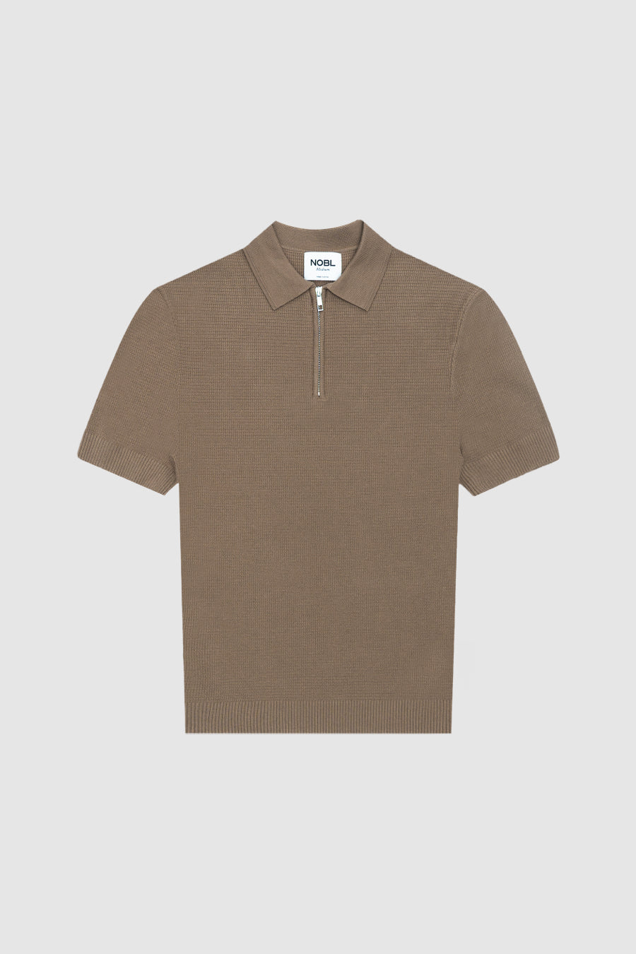 Nolan Textured Zip Polo - Taupe – Nobl
