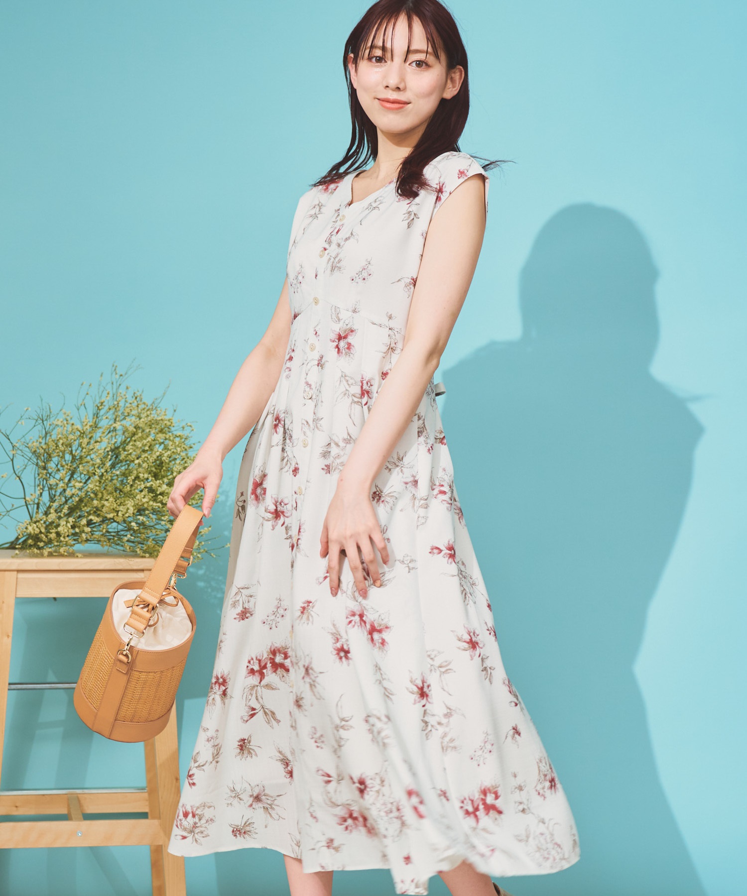 WEB限定カラーあり】ペイントラインフラワーワンピース | ロング