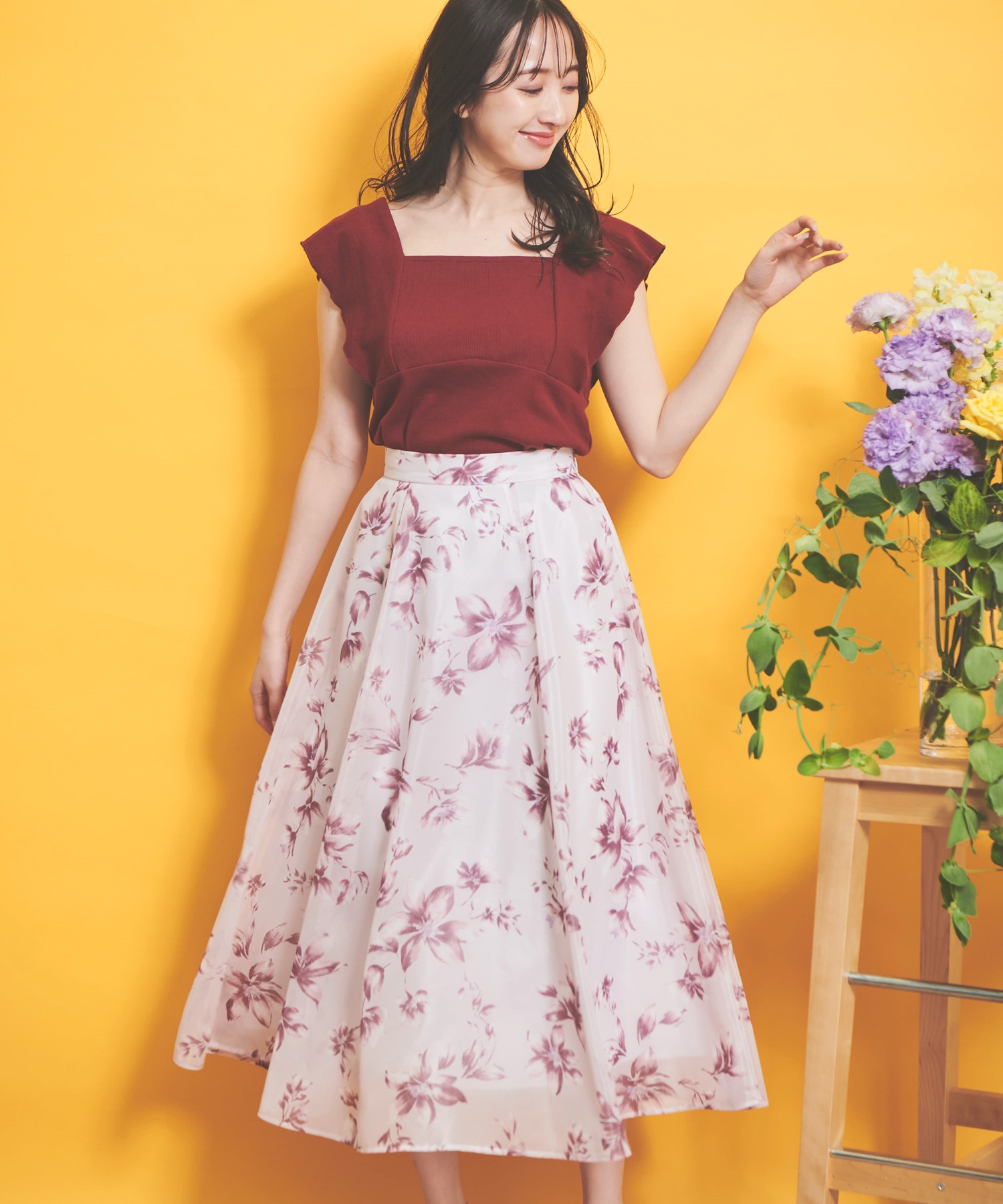 オイルペイント花柄スカート | フレアスカート | NOELA OFFICIAL WEB STORE