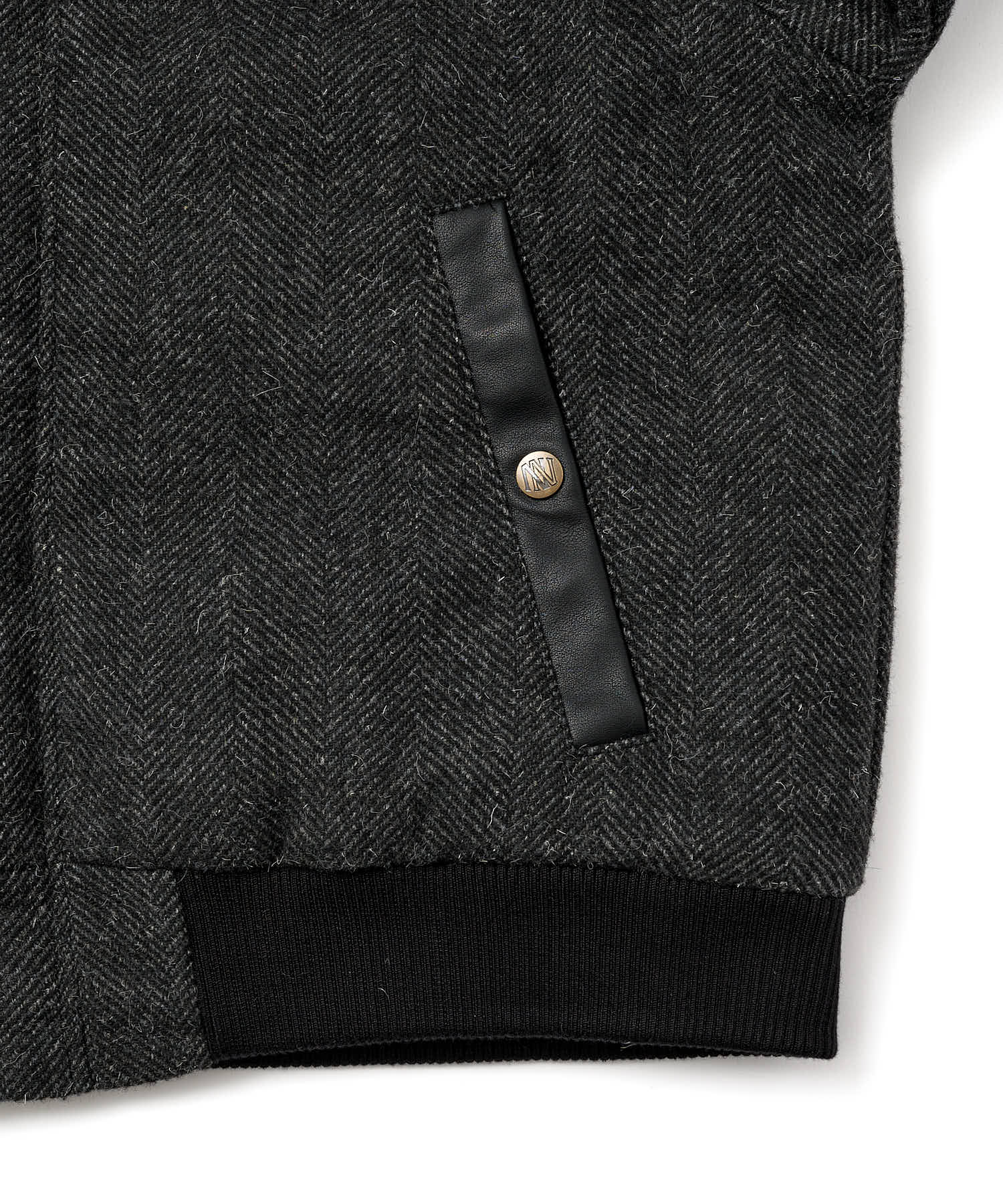 レザーヨーク中綿ツイードジャケット[Black] – Noen