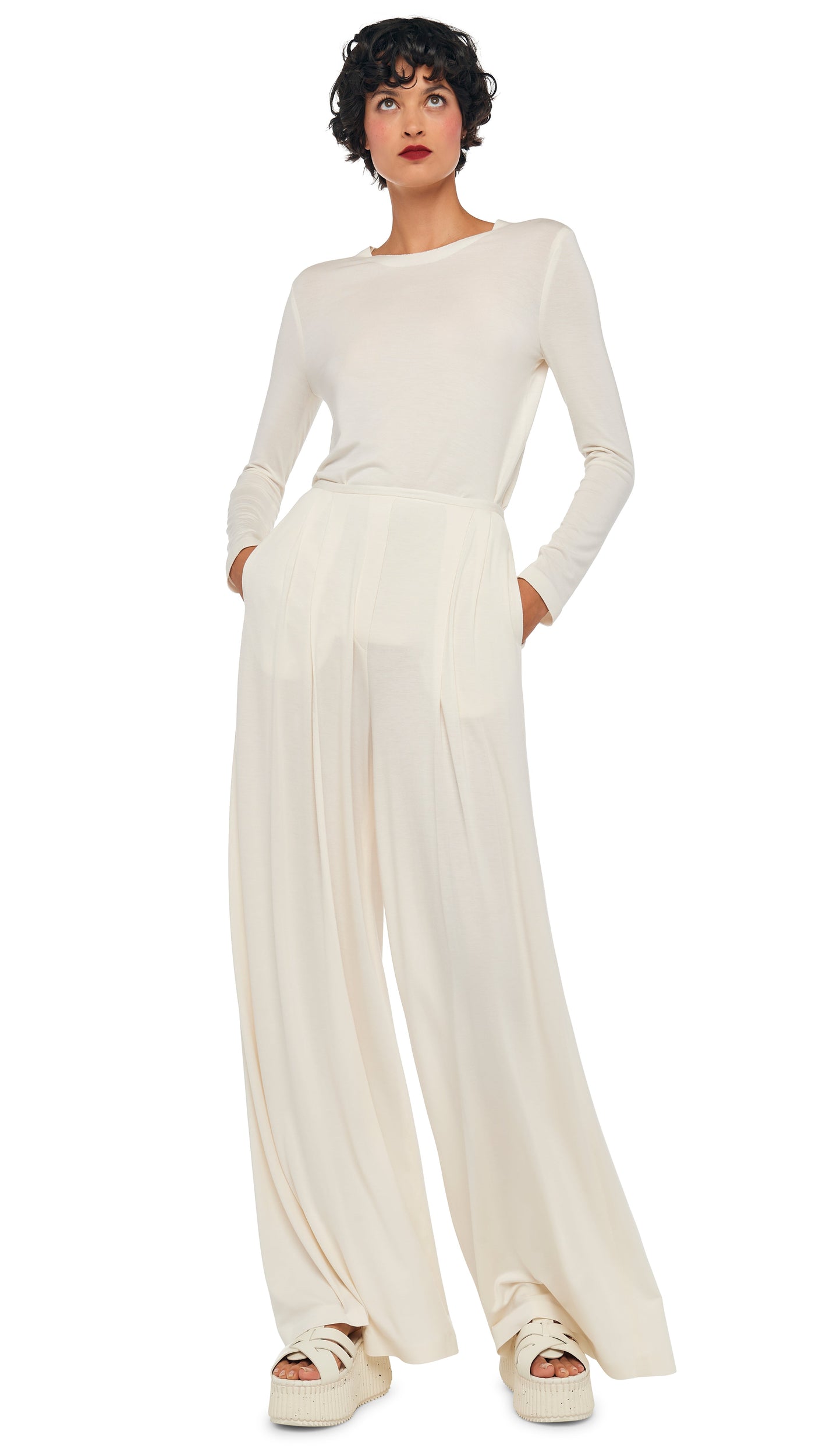 MENS PLEAT PANT – Cream – Norma Kamali