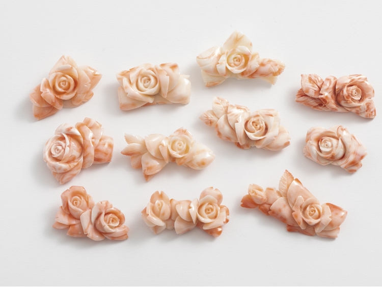 高知の珊瑚ブローチ大 薔薇G -【当店限定】すべて1点もの、高知から