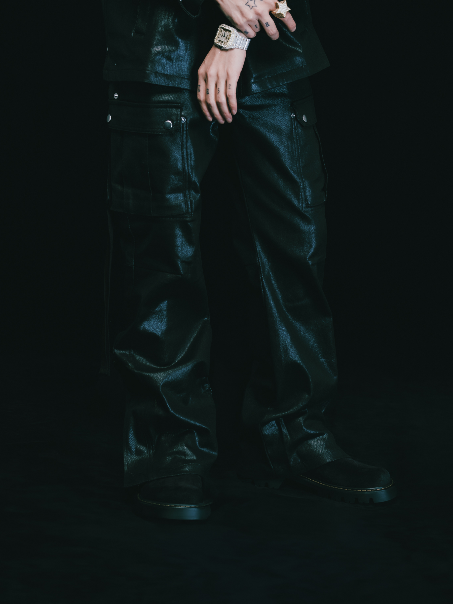 BREATH ブレス SS25 COATING BOOTCUT CARGO PANTS / BLK - NUBIAN