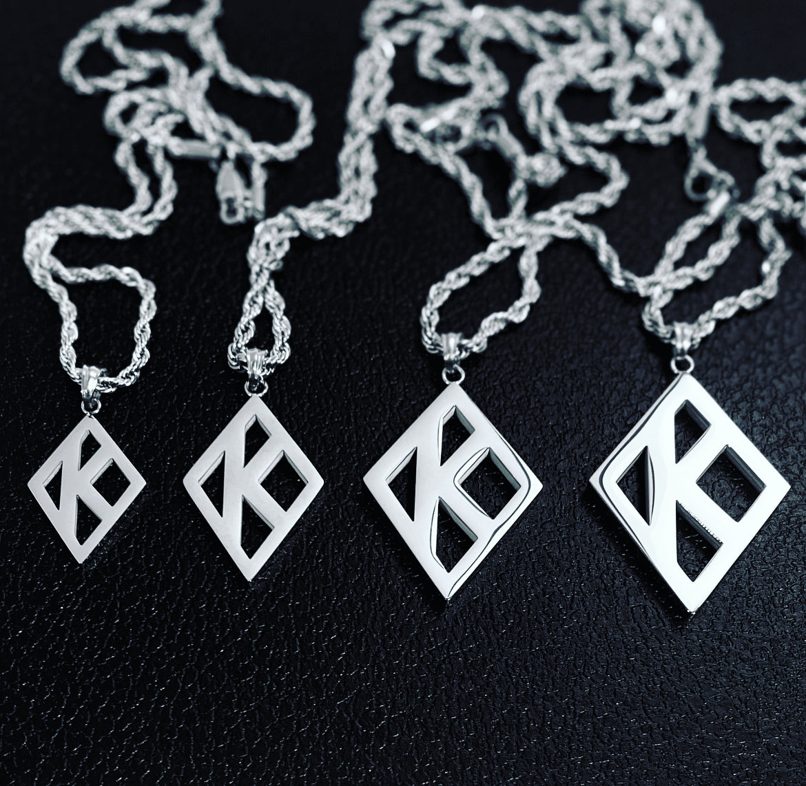 ΚΑΨ Diamond K Necklace - Elegant Floating K Silver Rope Necklace