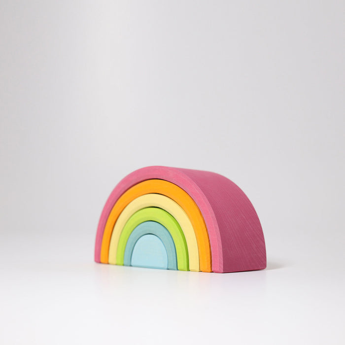 6-Piece Pastel Rainbow Stacking Tunnel - Grimm's Medium Rainbow