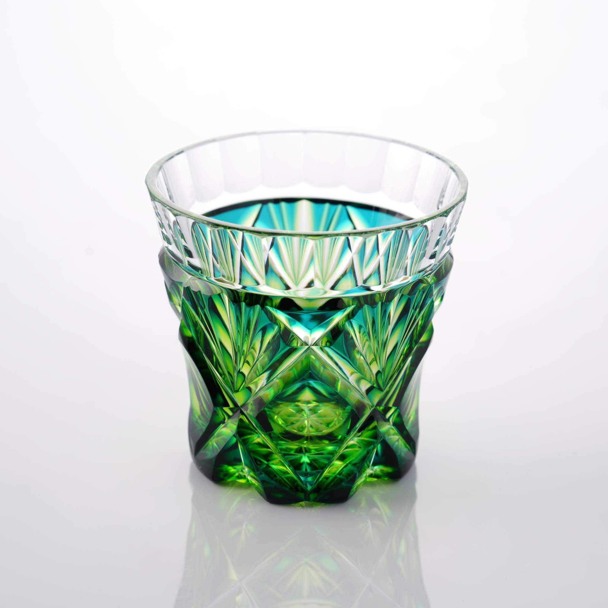 Satsuma Kiriko Two-tone Sake Glass Cyan Yellow Green – omakase