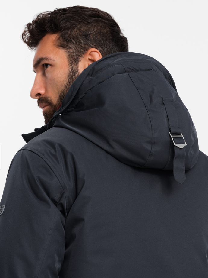 Jachetă parka Classic Long pentru bărbați - negru V6 OM-JALJ-0166