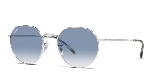 Ray-Ban RB3565 Jack silver frame with clear gradient blue lenses