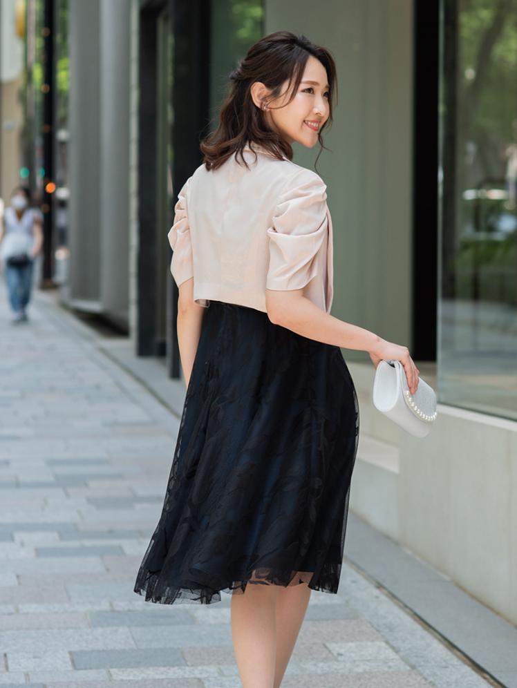サテンショートジャケットボレロ(ベージュ)BO022-BE-M | OTONA DRESS