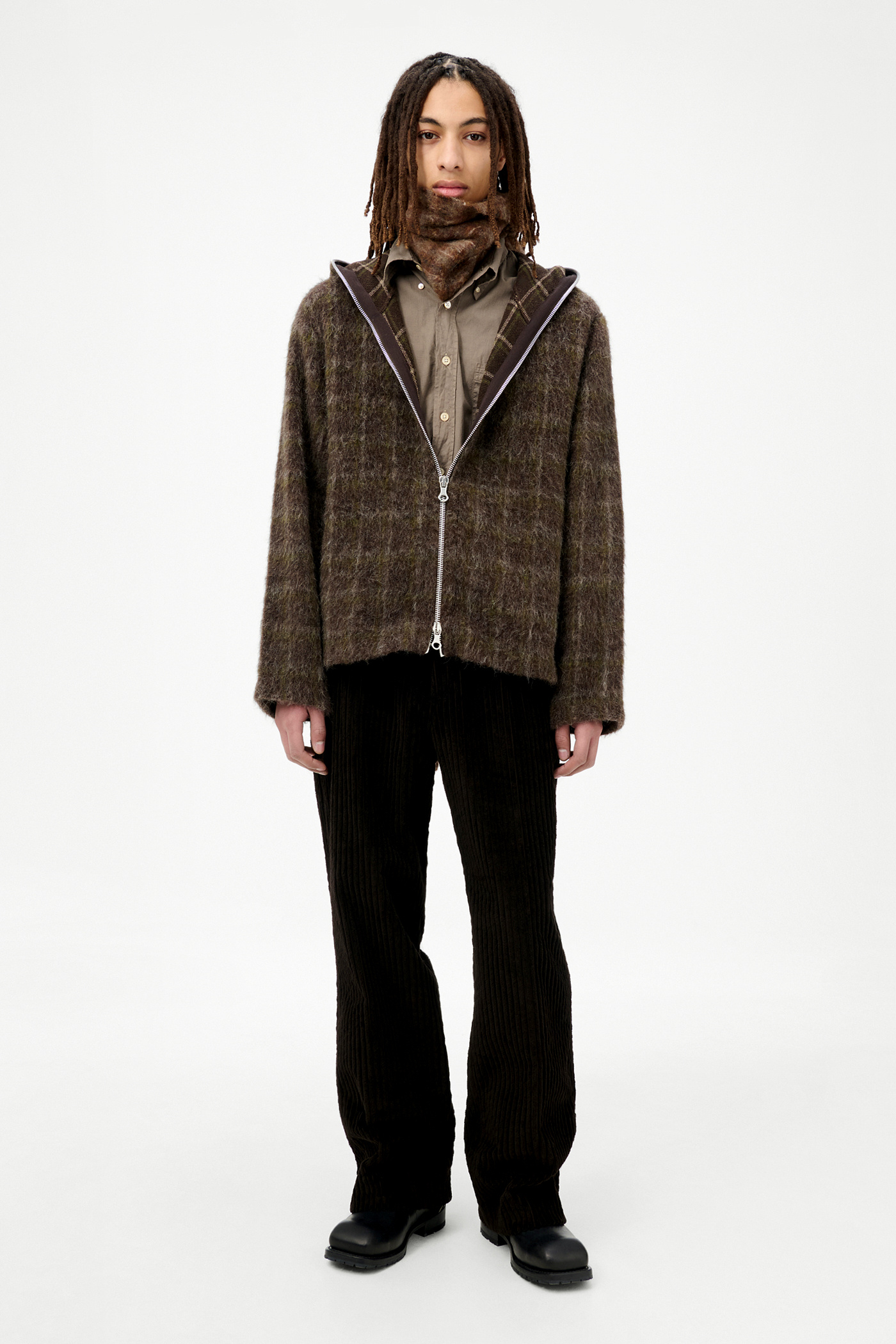Our Legacy - Full Zip Hood Dorf Check Hairy Wool