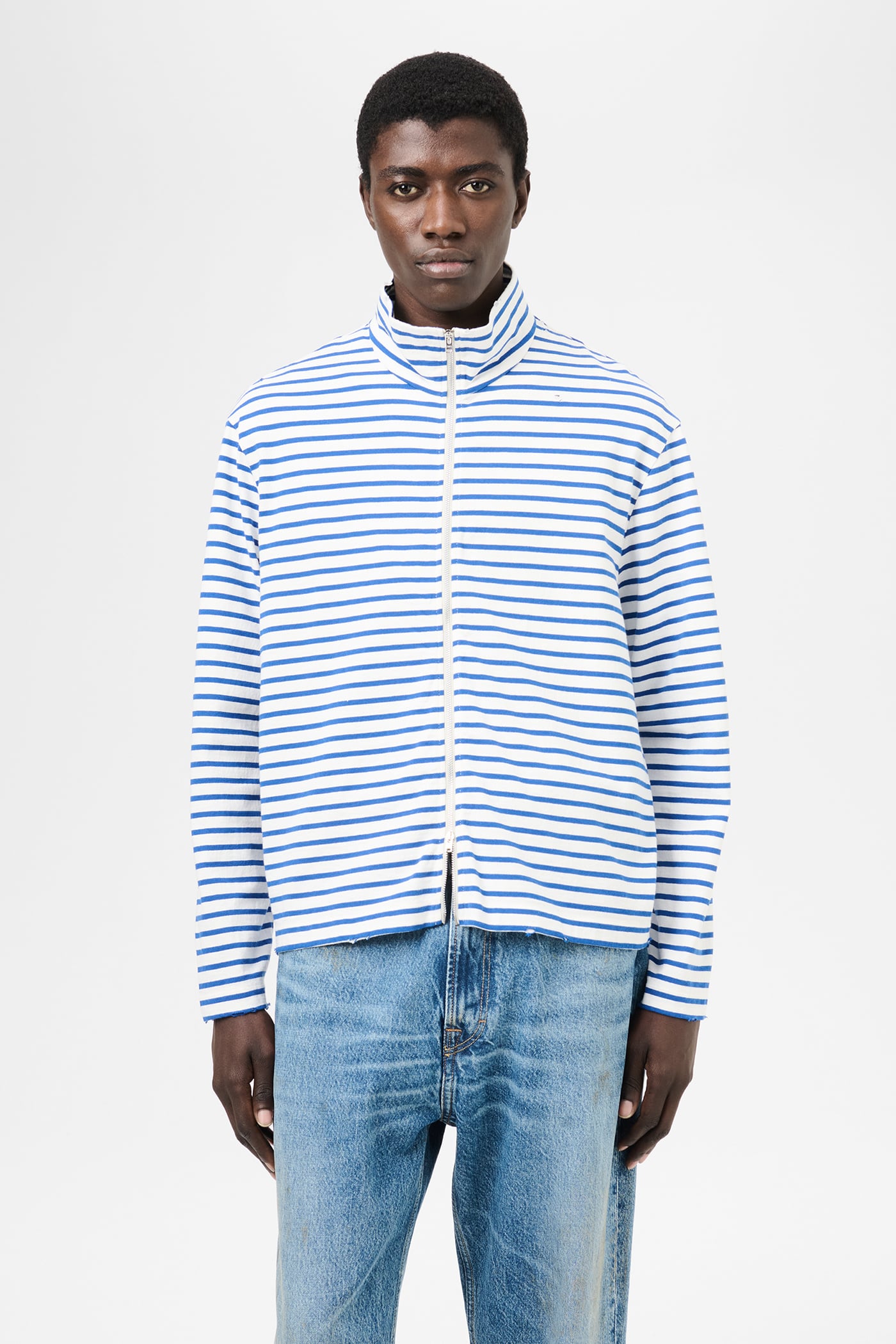 Our Legacy - Shrunken Fullzip Polo Genova Stripe Rough Cotton
