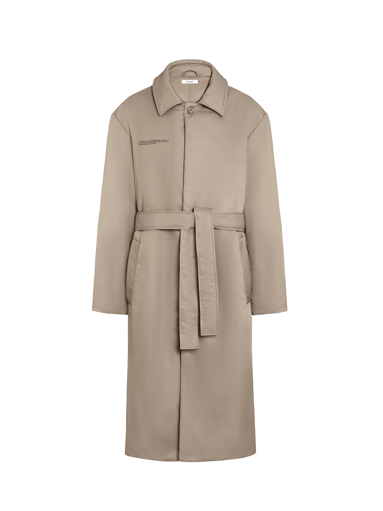 Womens Taupe Vegan Trench Coat | Flower-Warmth | PANGAIA
