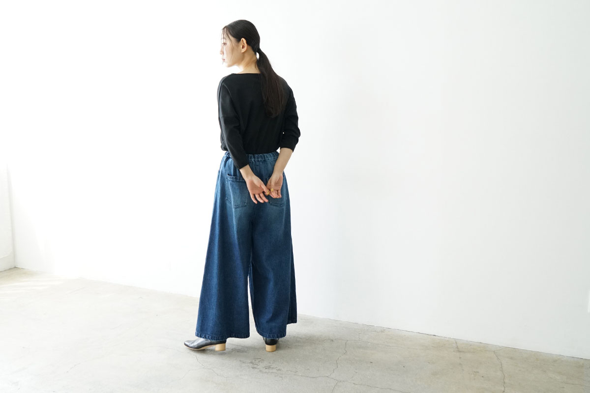 Mochi モチ 5pocket denim culottes patns [ma24-pt-01/vintage indigo