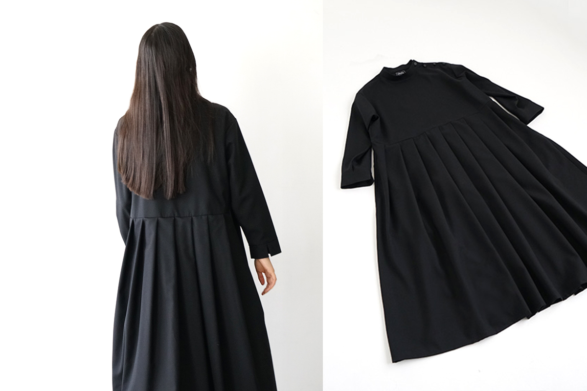 Mochi モチ hight neck tuck dress[ma20-op-01/black] ハイネック