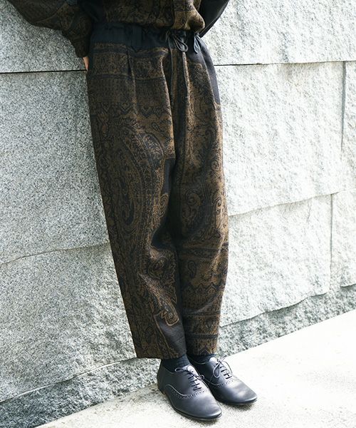 YANTOR ヤントル Tibetan Paisley Jacquard Himo Pants [Y235PT13/DARK