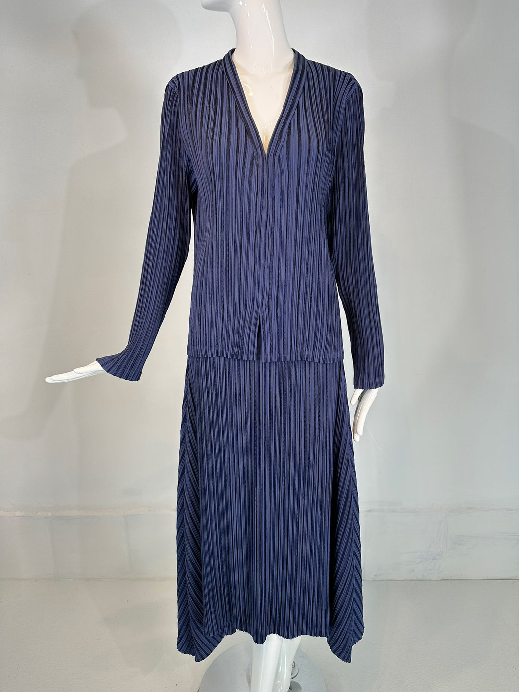 Issey Miyake Fete Blue Pleated Jacket & Skirt Set – Palm Beach Vintage