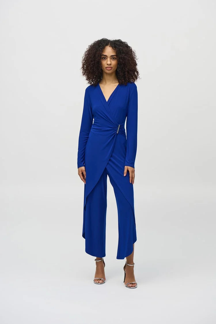 Joseph Ribkoff Silky Knit Wrap Culotte Jumpsuit - PapillonStyles
