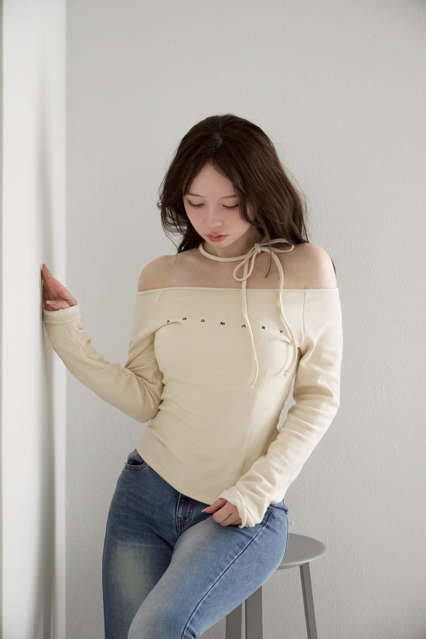 andmary marie knit tops beige AND MARY Elf button knit tops