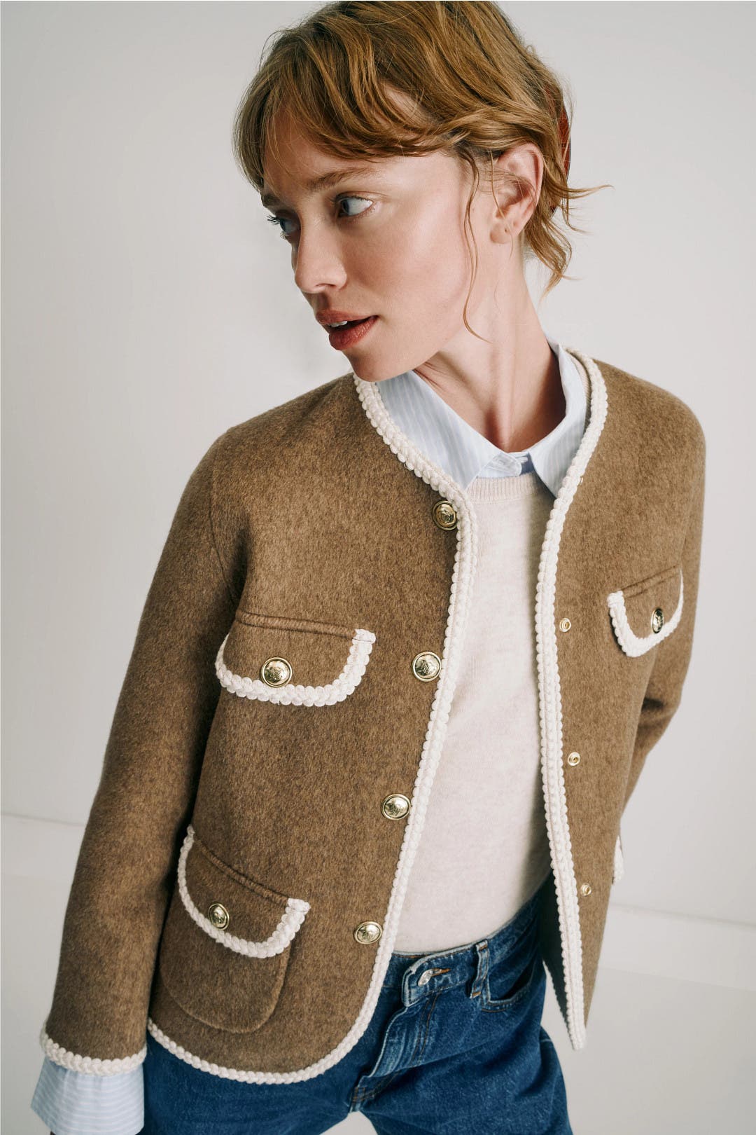 Double-Faced Brown Jacket by Sandro | Rent the Runway