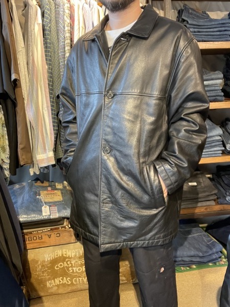 DOCKERS ドッカーズ Tバック カウレザー カーコート 黒 L レザー