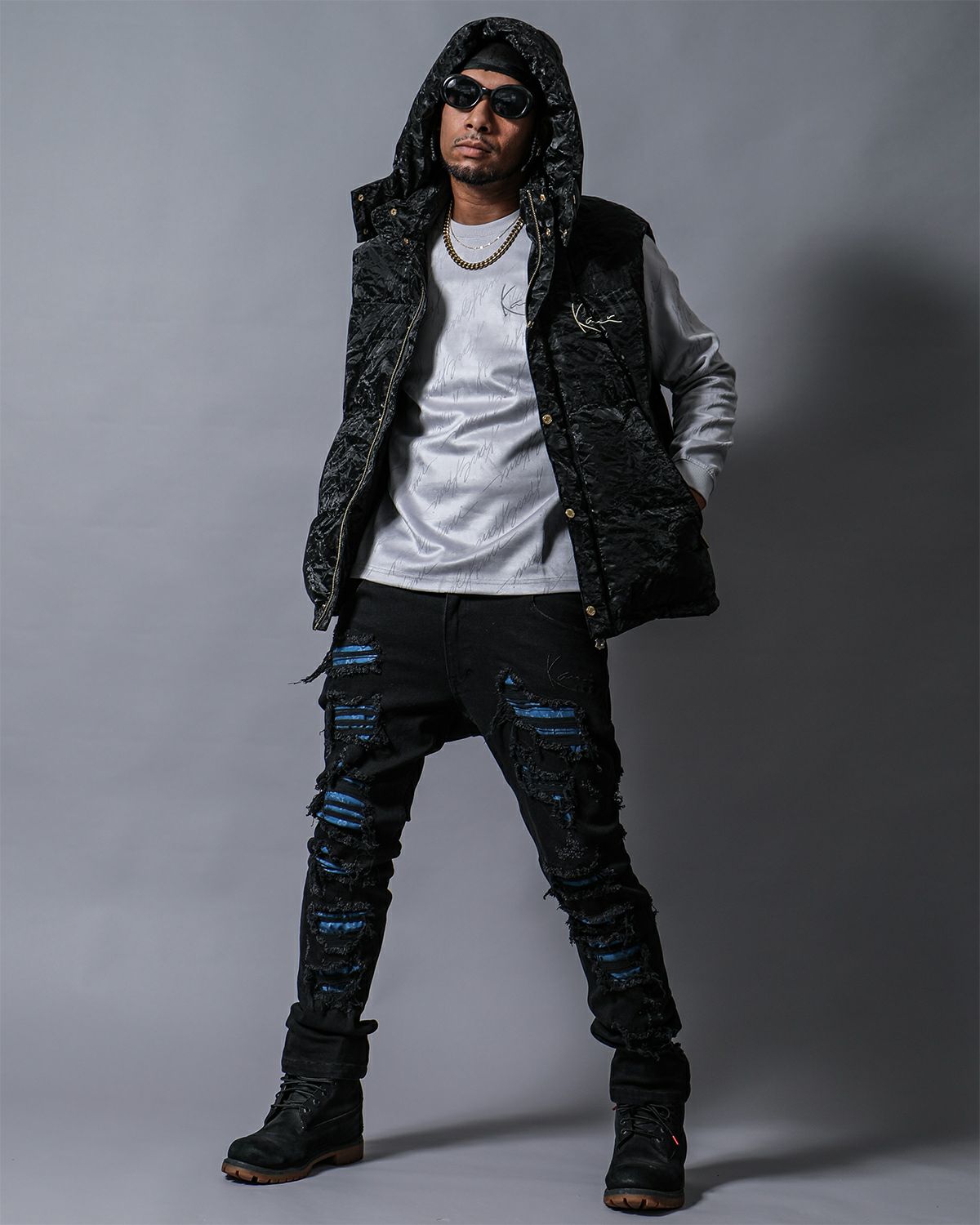 Karl Kani] 撥水ロゴ フード ダウンベスト | PEET ONLINE STORE