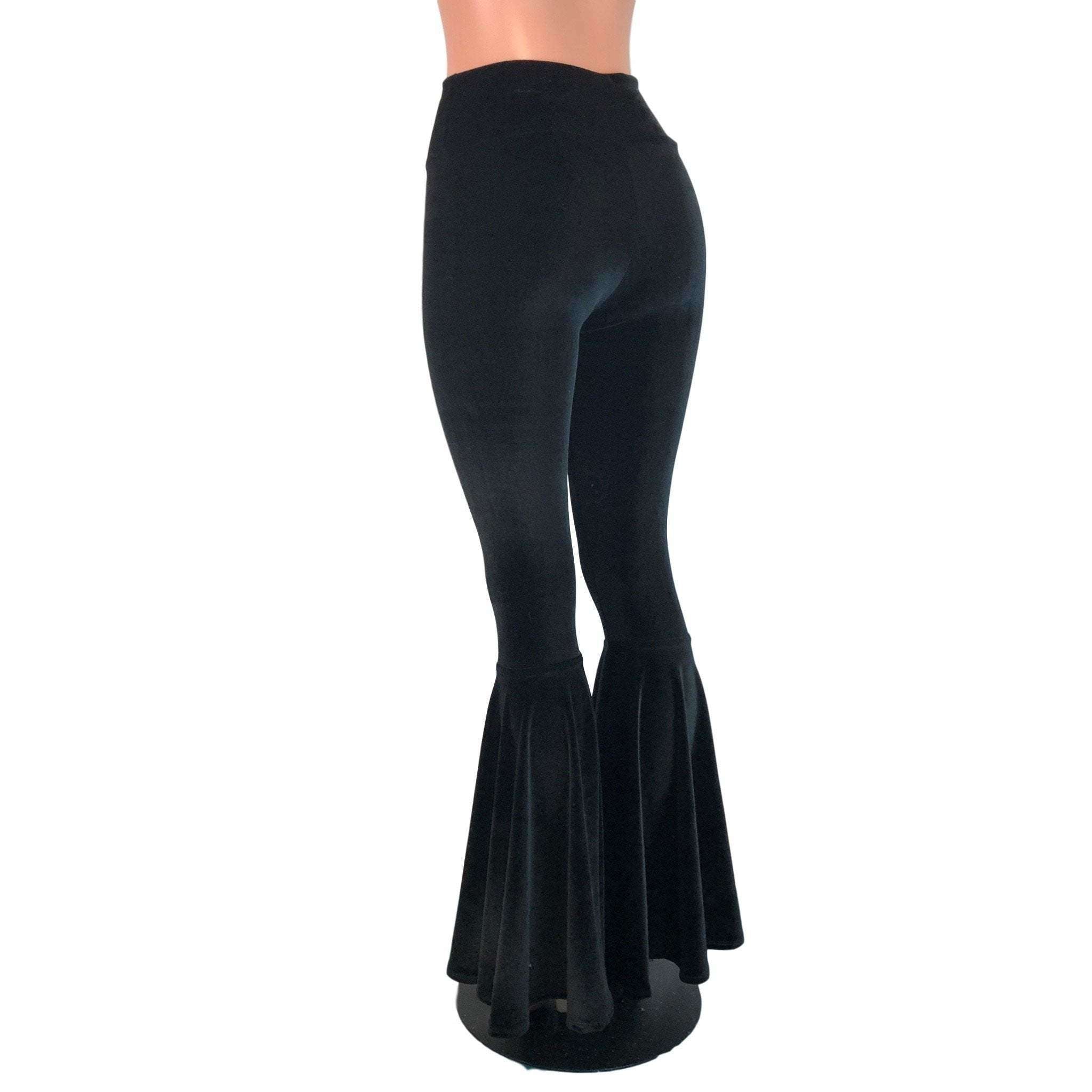 High Waist Bell Bottoms - Black Velvet | Peridot Clothing